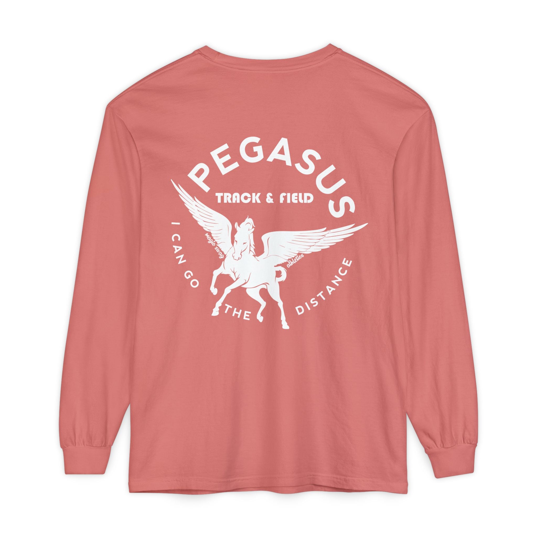 Pegasus Track & Field Long Sleeve T-Shirt - Unisex Garment-Dyed Graphic Tee