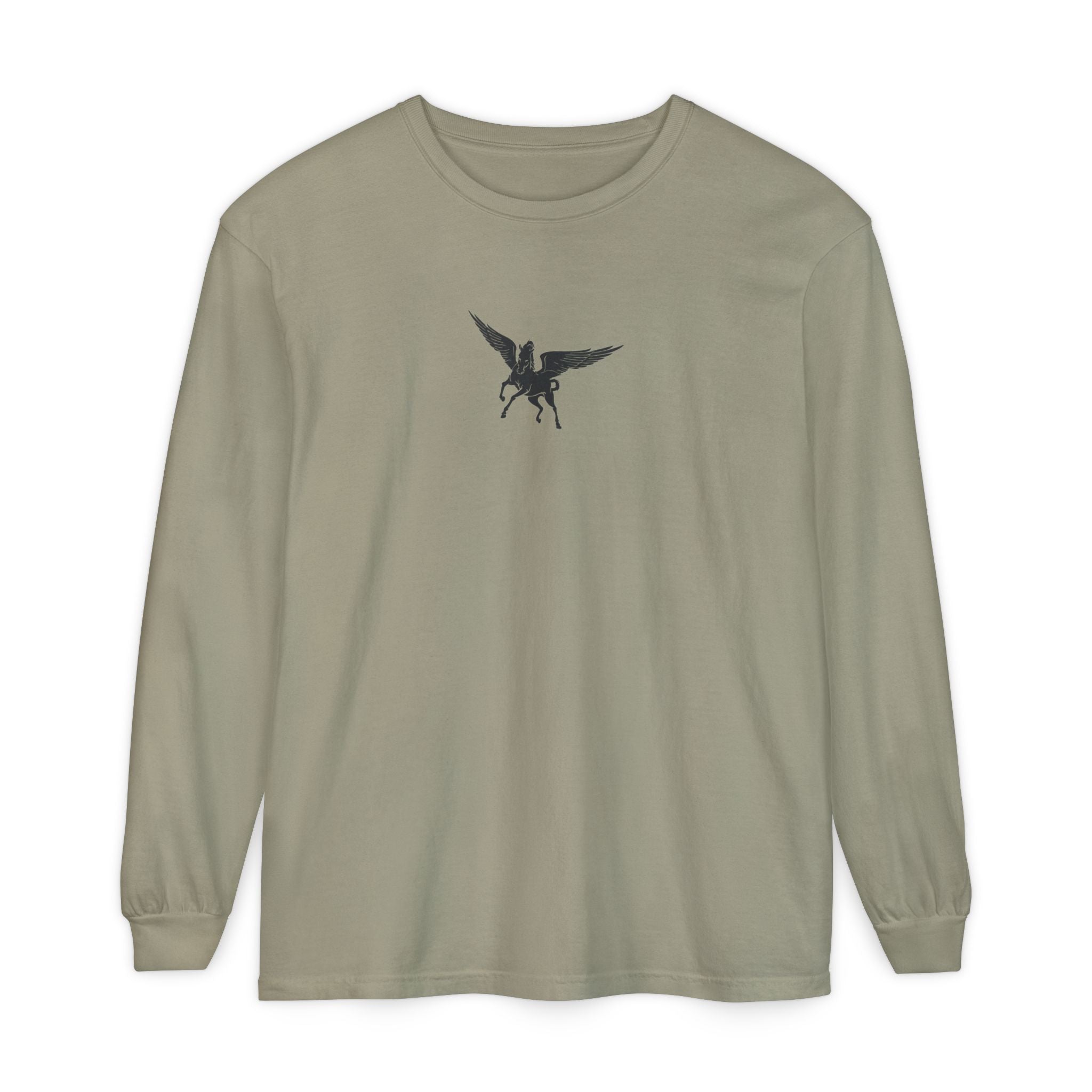 Pegasus Track & Field Long Sleeve T-Shirt - Unisex Garment-Dyed Graphic Tee