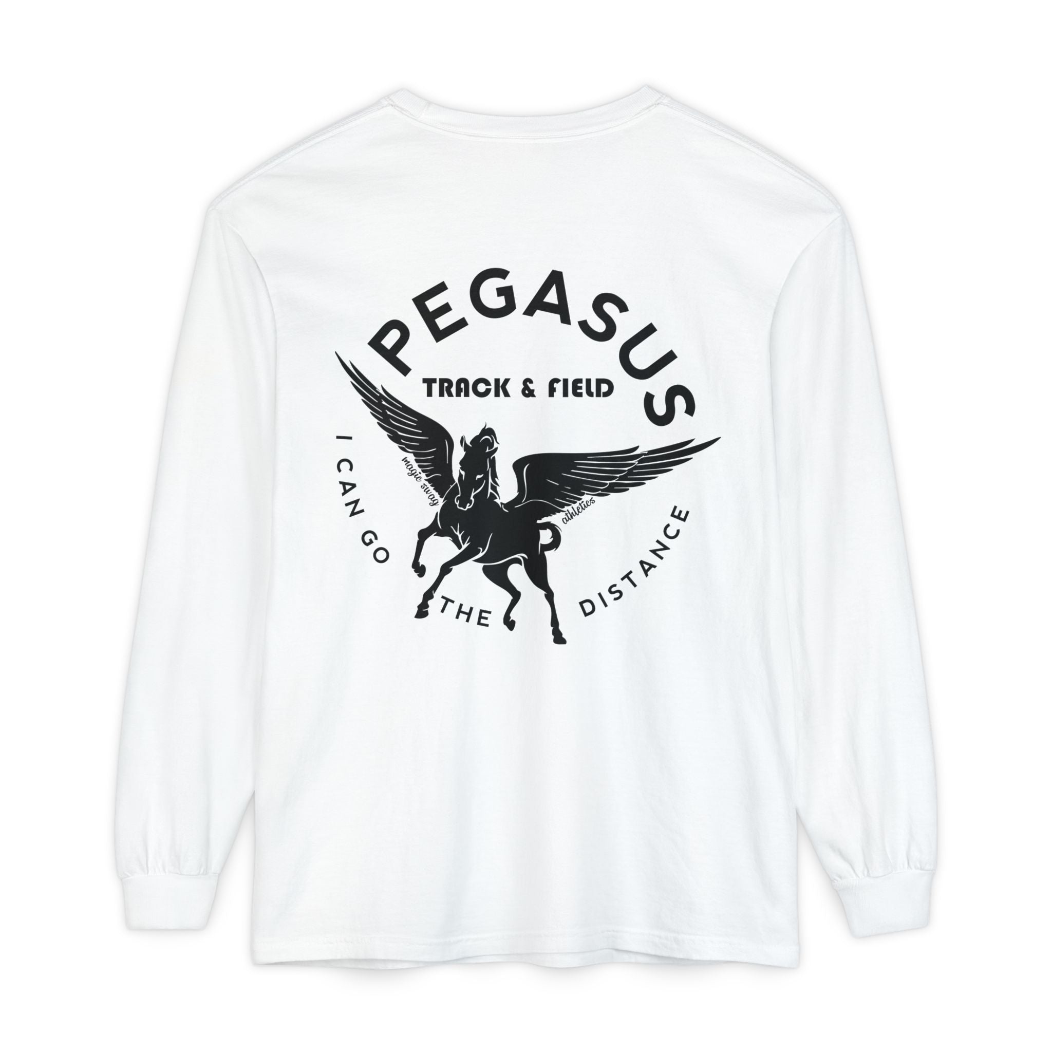 Pegasus Track & Field Long Sleeve T-Shirt - Unisex Garment-Dyed Graphic Tee