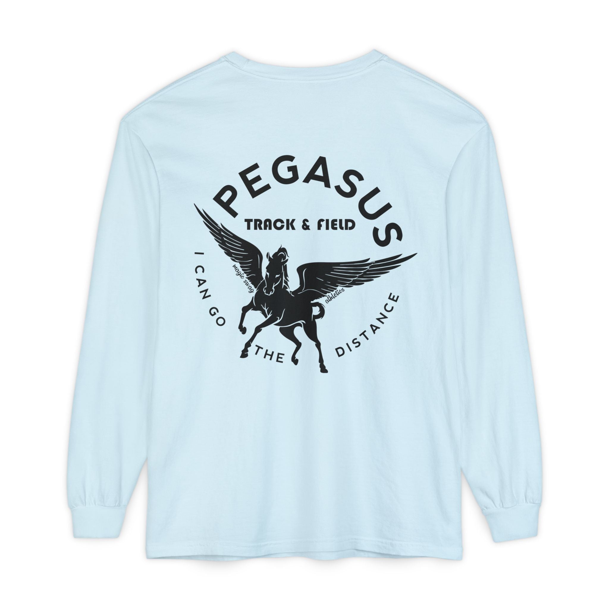 Pegasus Track & Field Long Sleeve T-Shirt - Unisex Garment-Dyed Graphic Tee