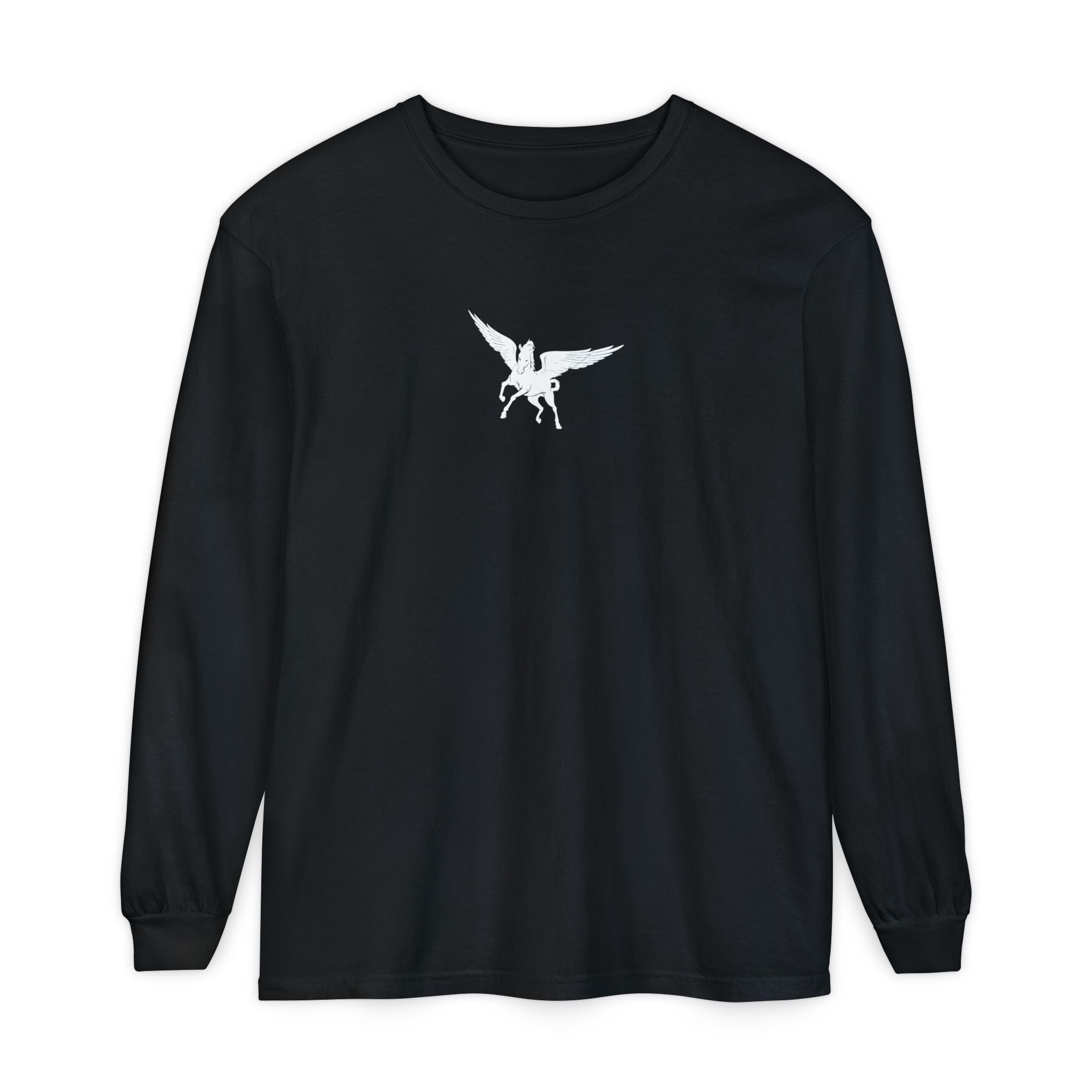 Pegasus Track & Field Long Sleeve T-Shirt - Unisex Garment-Dyed Graphic Tee