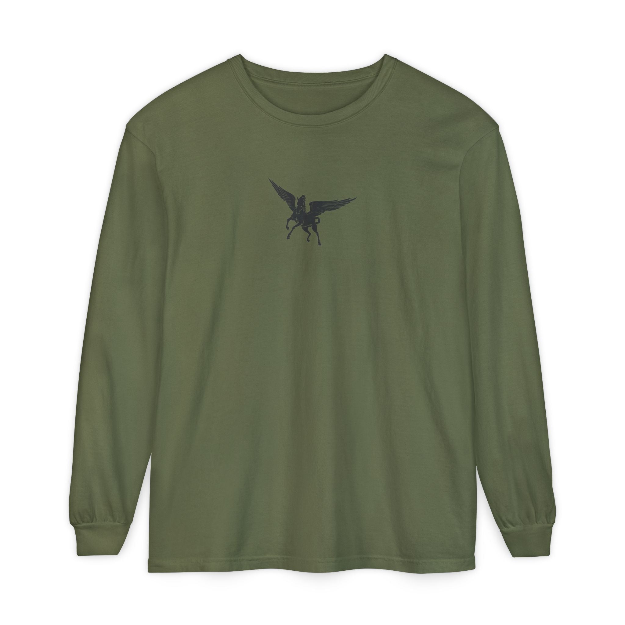 Pegasus Track & Field Long Sleeve T-Shirt - Unisex Garment-Dyed Graphic Tee