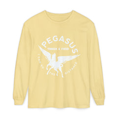 Pegasus Track & Field Long Sleeve T-Shirt - Unisex Garment-Dyed Graphic Tee