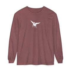 Pegasus Track & Field Long Sleeve T-Shirt - Unisex Garment-Dyed Graphic Tee