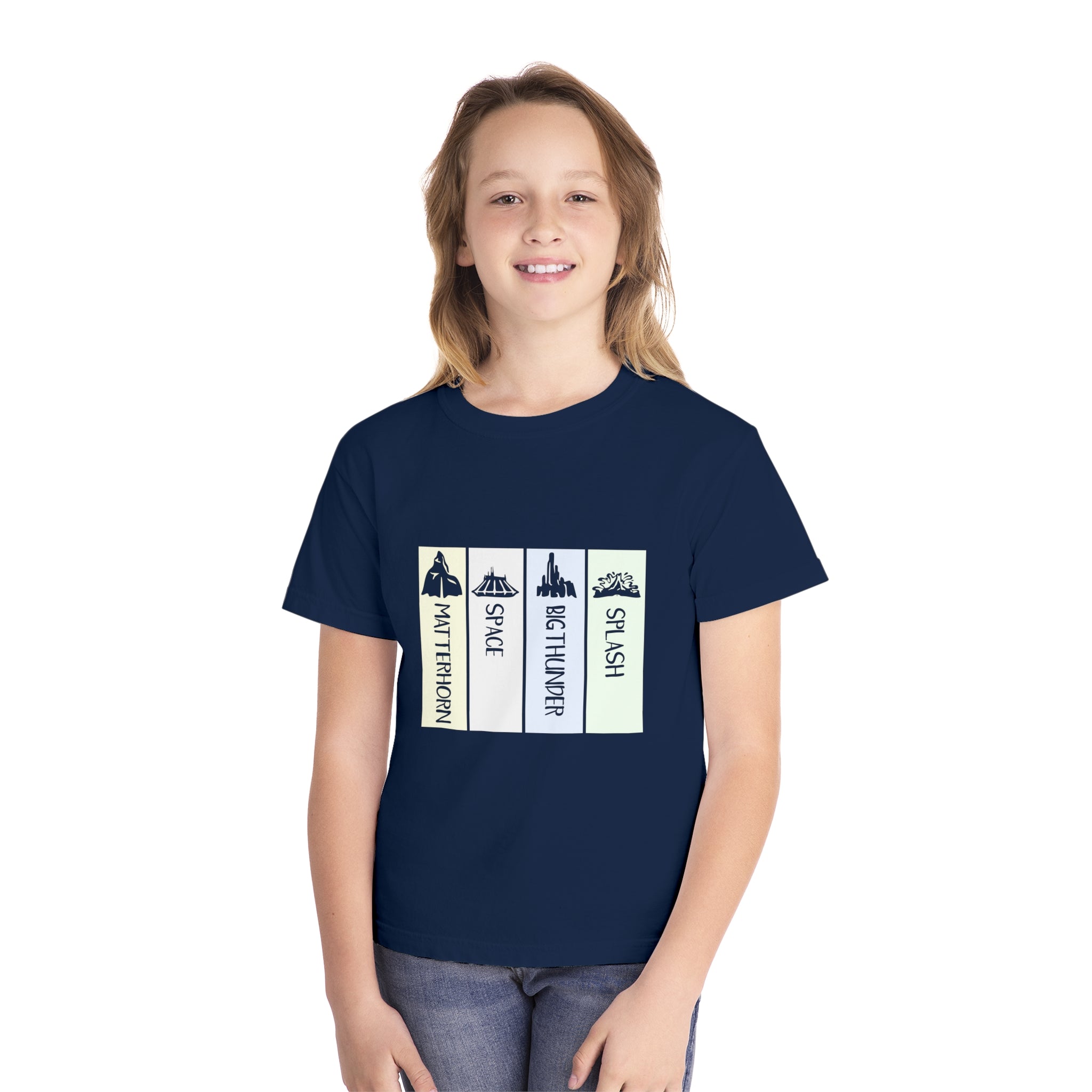 Adventure Awaits Youth Midweight Tee, The Mountains at Disneyland