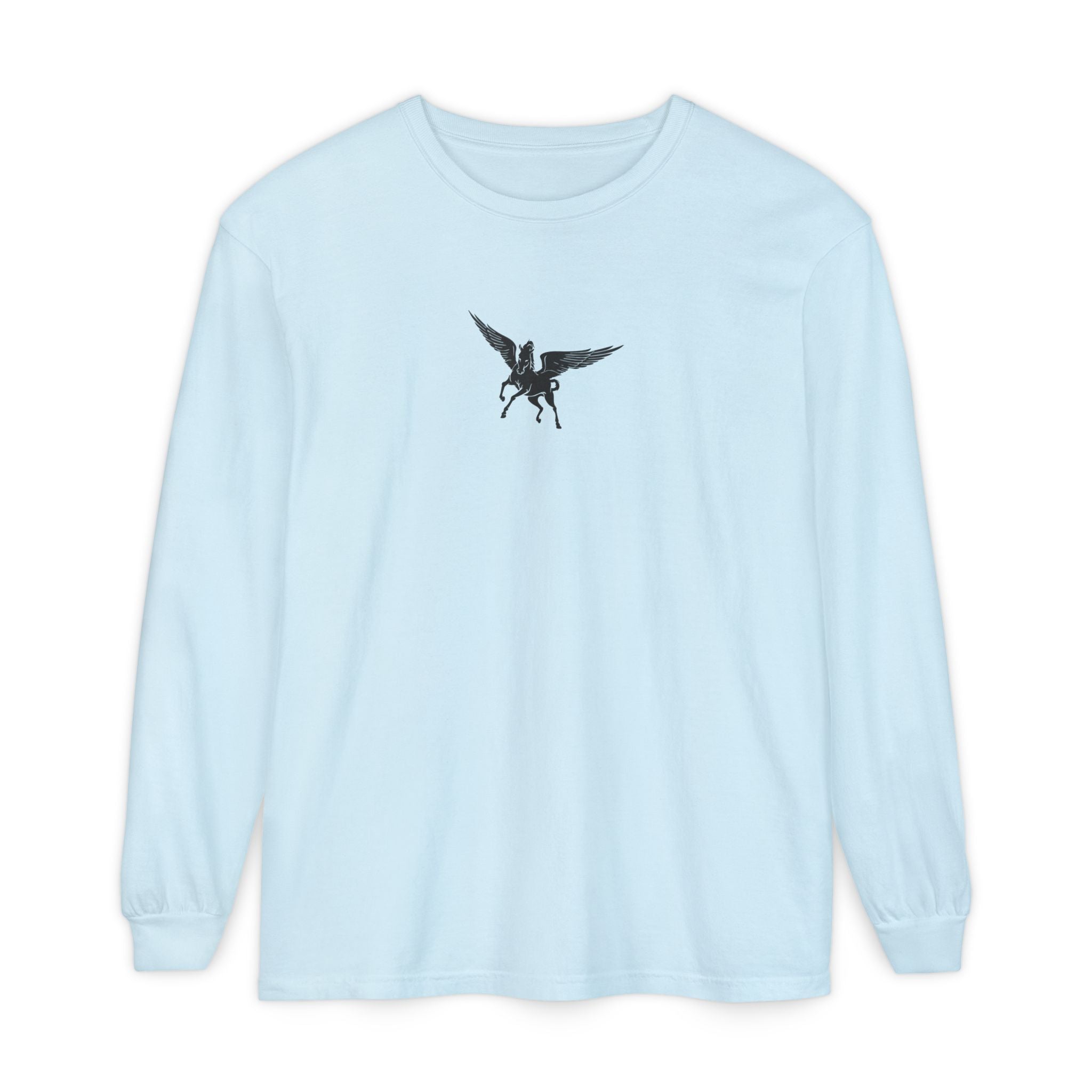 Pegasus Track & Field Long Sleeve T-Shirt - Unisex Garment-Dyed Graphic Tee