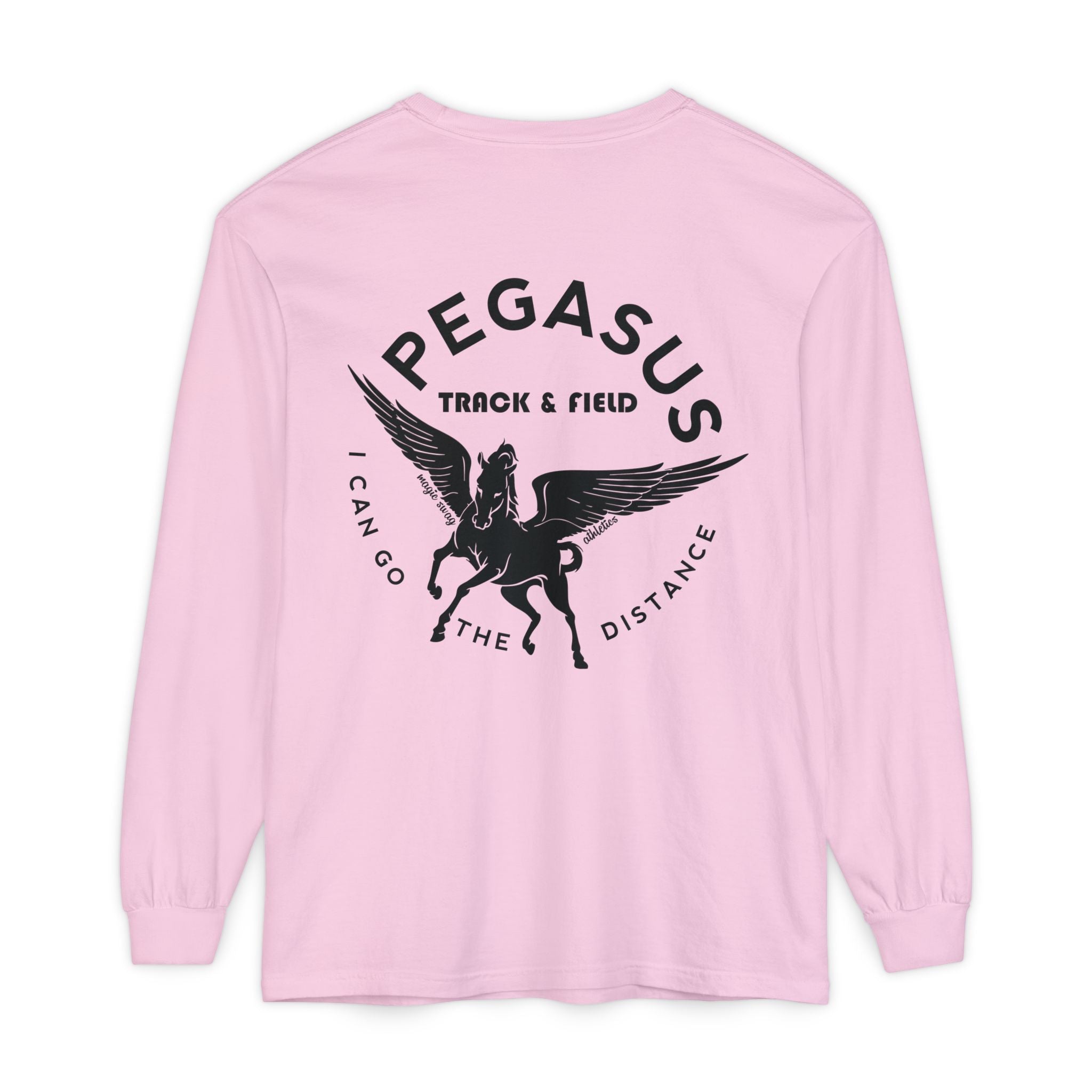 Pegasus Track & Field Long Sleeve T-Shirt - Unisex Garment-Dyed Graphic Tee