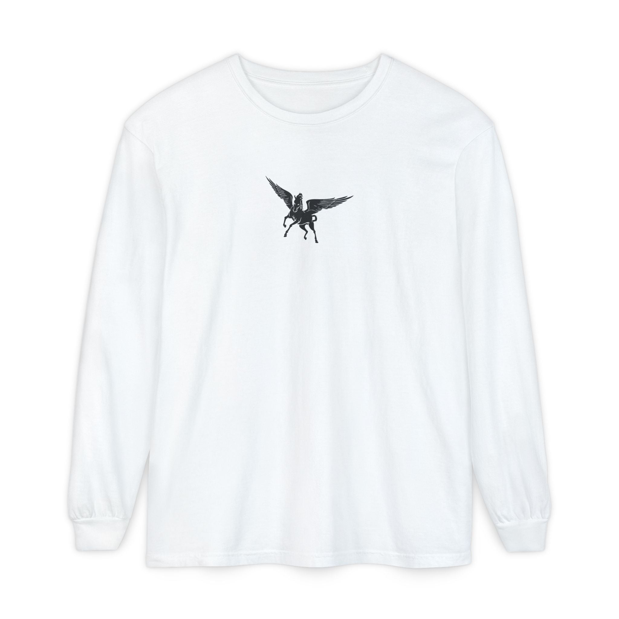 Pegasus Track & Field Long Sleeve T-Shirt - Unisex Garment-Dyed Graphic Tee