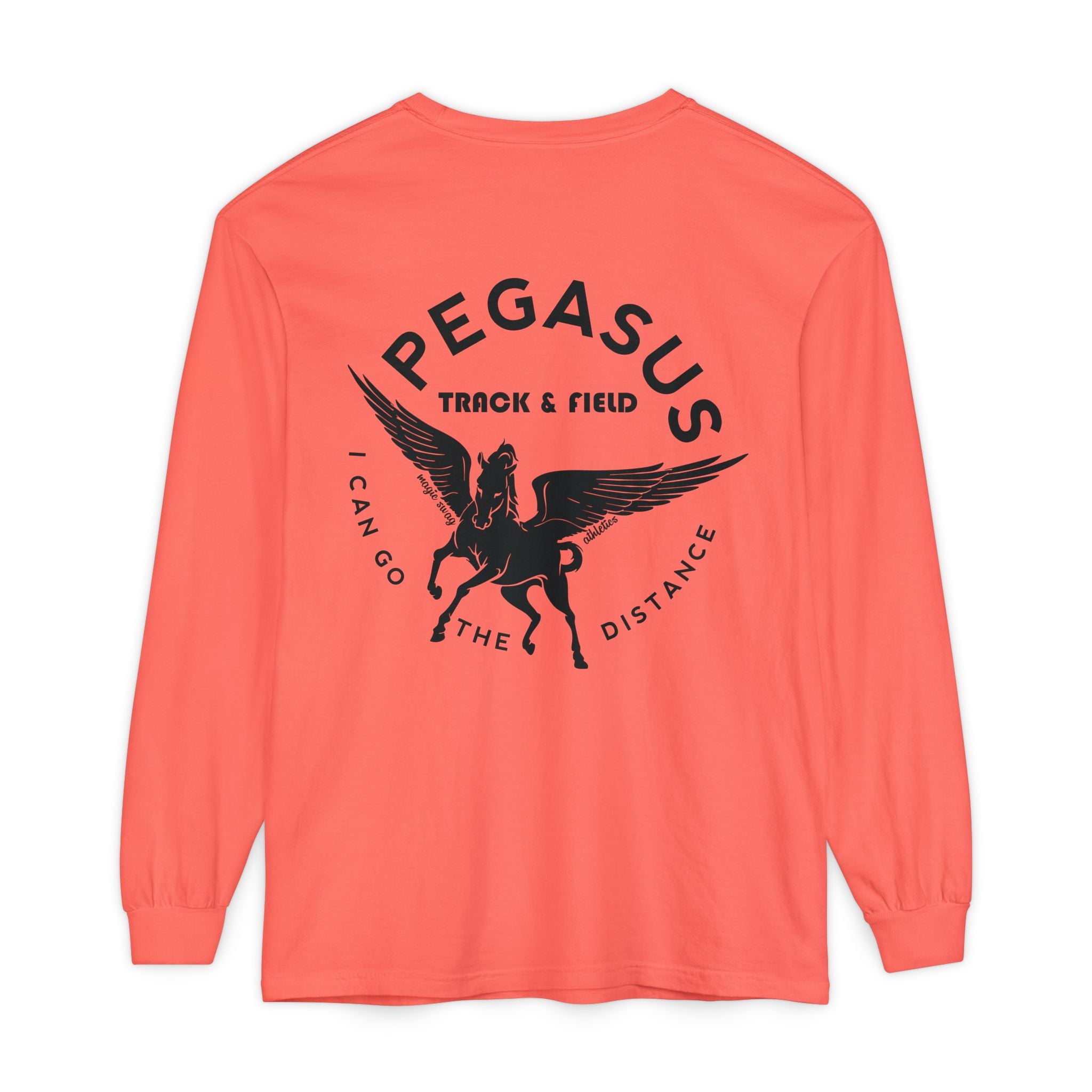 Pegasus Track & Field Long Sleeve T-Shirt - Unisex Garment-Dyed Graphic Tee